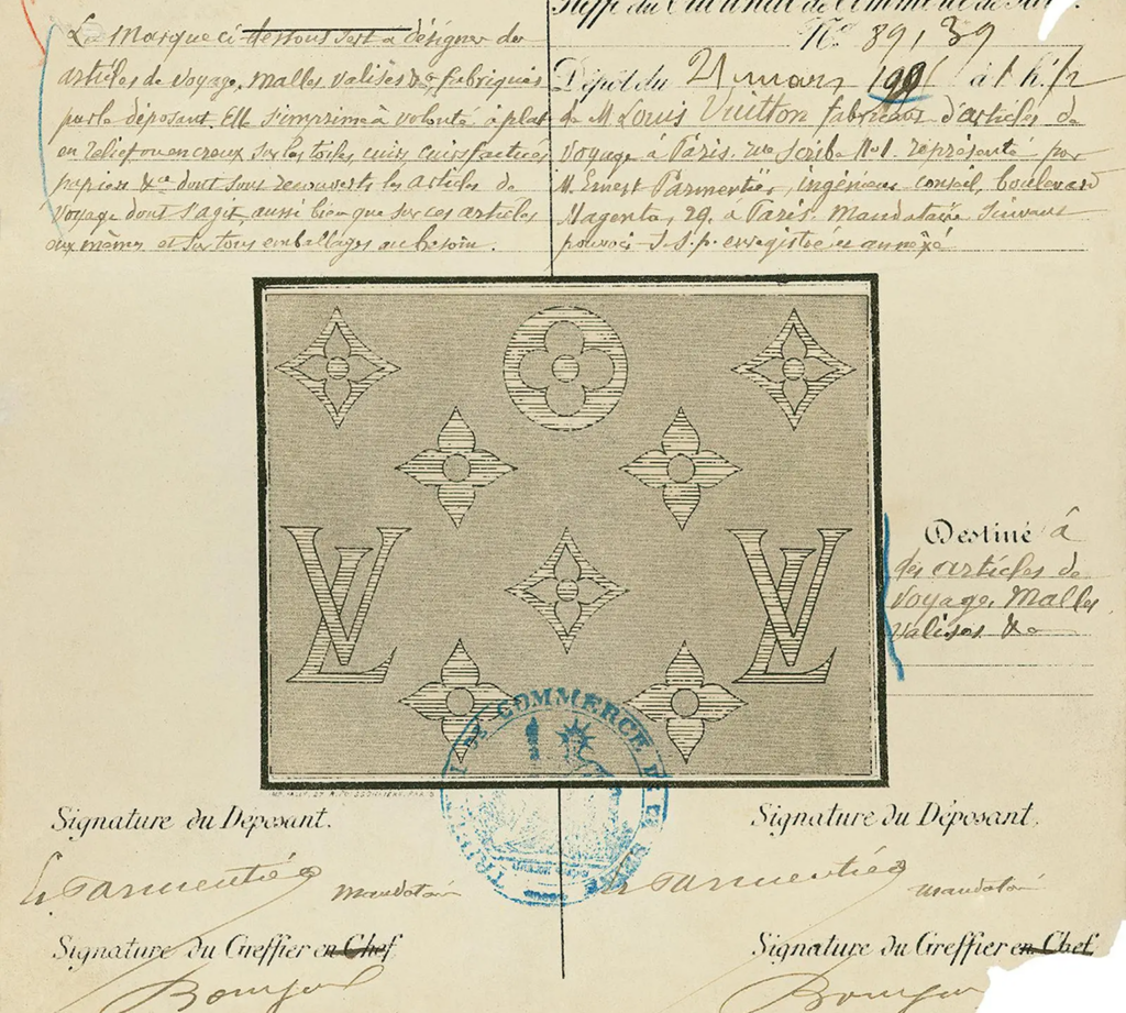 Louis Vuitton Monogram en su registro histórico original, como símbolo que nace desde función y estructura más que ornamento.